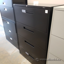 Global Black 4 Drawer Lateral File Cabinet, Locking